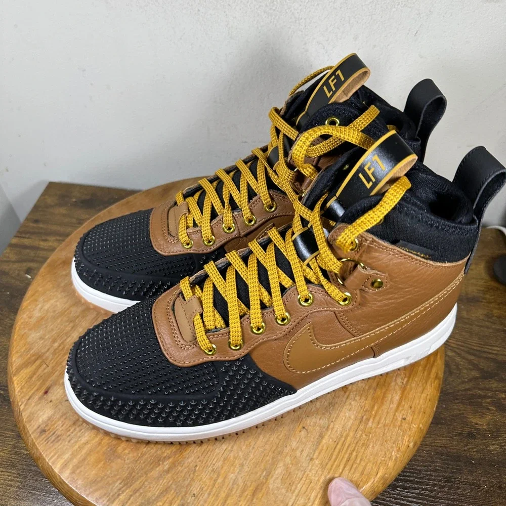 Nike Lunar Force 1 Duckboot Ale Brown Black Gold 805899-202 Mens 10